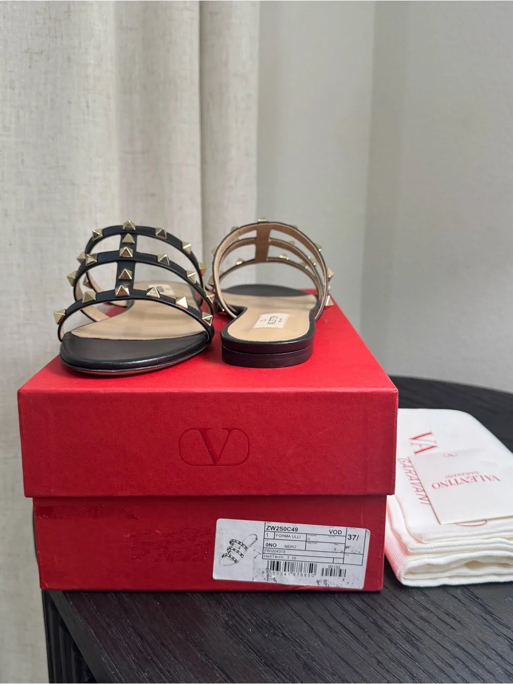 Valentino Garavani Rockstud Caged Slide Sandals Black 37.5